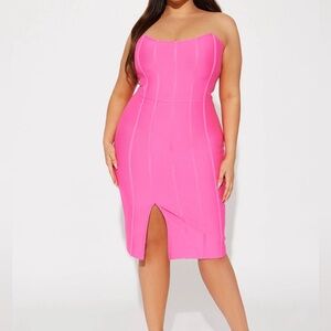 Fashion Nova Pink Bandage Dress